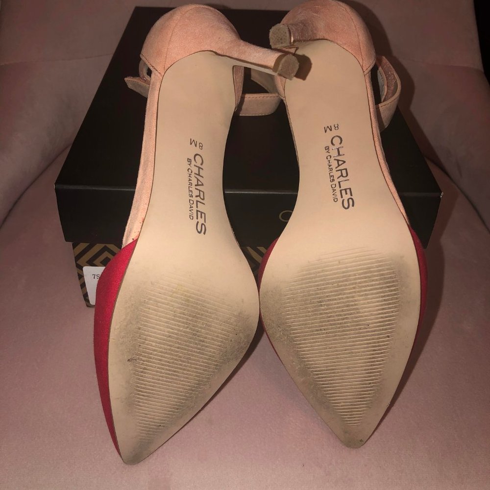 Charles by Charles David Pointer Micro Suede Heels Size 8--Pink & Nude - Picture 6 of 6